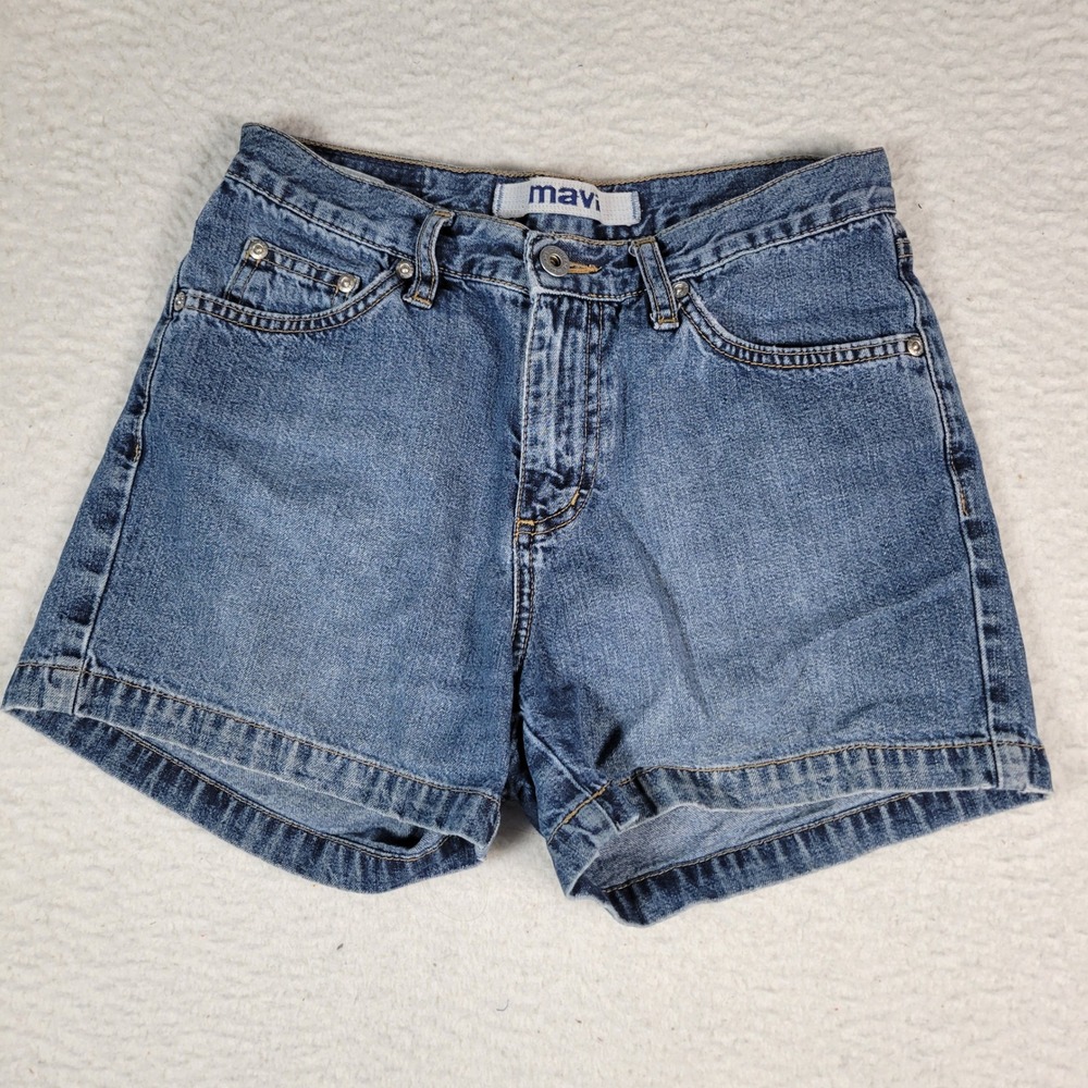 Mavi Aimee Shorts Womens 27 Blue Denim High Rise 163 Camp Short Zip Fly